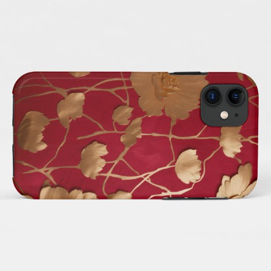 Rood met gouden lotus Case-Mate iPhone case (Achterkant (horizontaal))