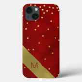 Rood met gouden sterren, gemonogreerd Case-Mate iPhone case (Achterkant)