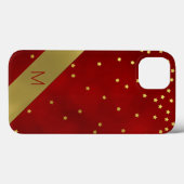 Rood met gouden sterren, gemonogreerd Case-Mate iPhone case (Achterkant (horizontaal))
