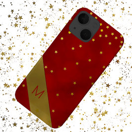Rood met gouden sterren, gemonogreerd Case-Mate iPhone case