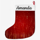 Rood met goudsparken grote kerstsok (Achterkant)