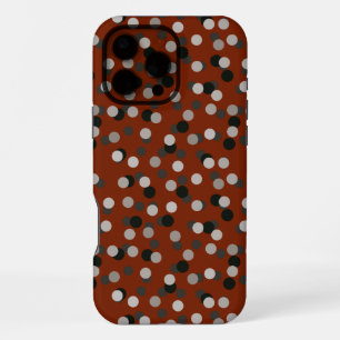 rood met grijze witte en zwarte stippen iPhone 16 pro max hoesje