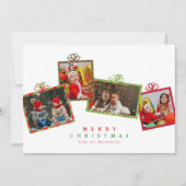 Rood met Groene Glitter Foto Cadeaudozen Kerstmis Feestdagenkaart (Voorkant)