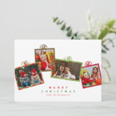 Rood met Groene Glitter Foto Cadeaudozen Kerstmis Feestdagenkaart (Staand voorkant)