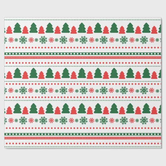 Rood met groene kerstboom met blote kunst cadeaupapier (Vlak)