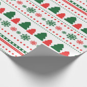 Rood met groene kerstboom met blote kunst cadeaupapier (Hoek)