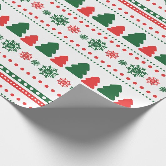 Rood met groene kerstboom met blote kunst cadeaupapier (Hoek)