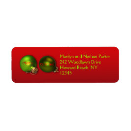 Rood met groene Ornamenten kerstAdresetiketten Etiket