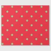 Rood met Groene Polka Dot Modern kerstpatroon Cadeaupapier (Vlak)