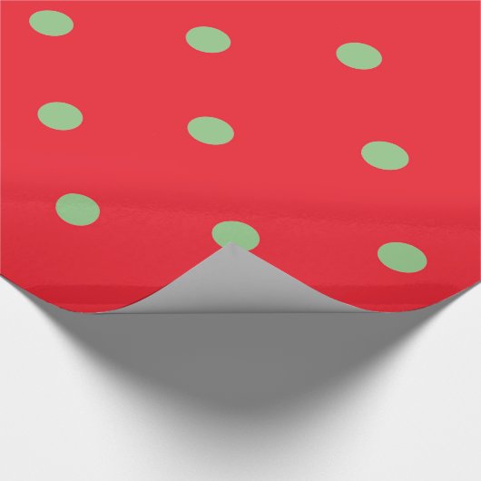 Rood met Groene Polka Dot Modern kerstpatroon Cadeaupapier (Hoek)