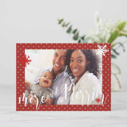 Rood met groene Stippen Meer en meer favoriete ker Feestdagenkaart (Staand voorkant)