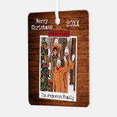 Rood met houten tape - direct fotostijl metalen ornament (Voorkant links)