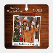 Rood met houten tape - direct fotostijl metalen ornament (Voorkant)