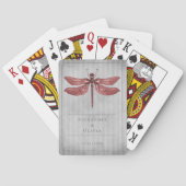 Rood met juwelen versierde libel pokerkaarten (Achterkant)