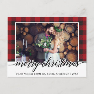 Rood met kalligrafie Weddenschap Kerst Briefkaart