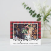 Rood met kalligrafie Weddenschap Kerst Briefkaart (Staand voorkant)