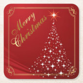 Rood met kerstbomen kartonnen onderzetters (Voorkant)