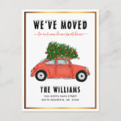 rood met kerstboom rood met rooddruk aankondigingskaart (Voorkant)