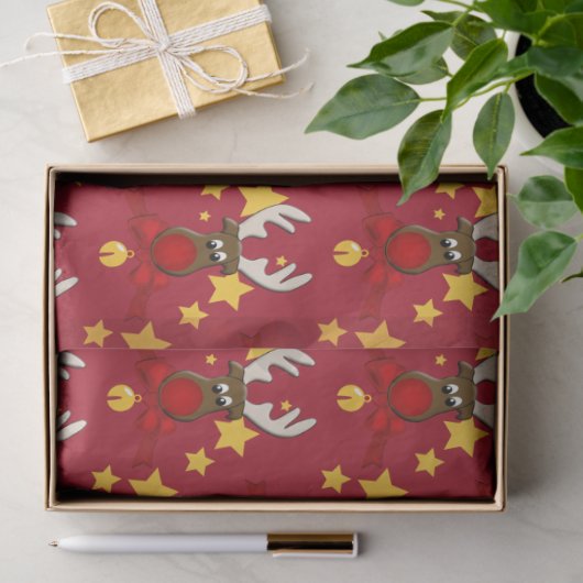 Rood met Kerstmis Rudolph Tissuepapier (Geschenk)