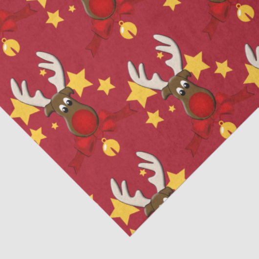 Rood met Kerstmis Rudolph Tissuepapier (Detail)