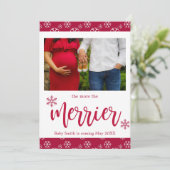 Rood met kerstmis Zwangerschap Aankondiging Kaarte (Staand voorkant)