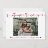 Rood met kerstmis Zwangerschap Aankondiging Kaarte (Voorkant)