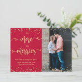 Rood met kerstmis Zwangerschap Aankondiging Kaarte (Staand voorkant)