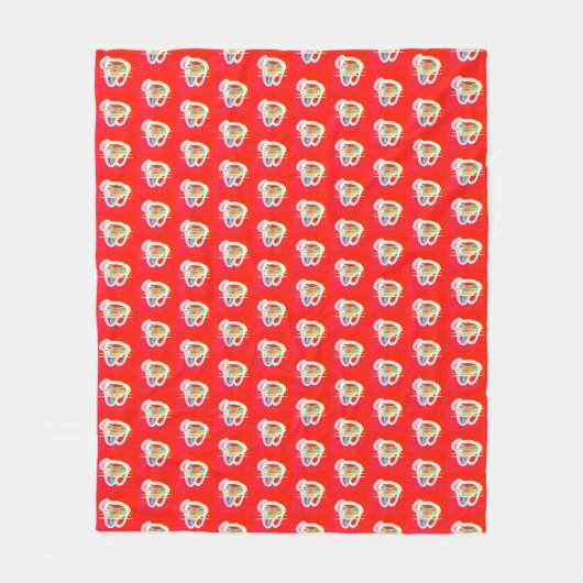 Rood met kleine design erop fleece deken (Voorkant)