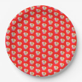 Rood met kleine design erop papieren bordje (Voorkant)