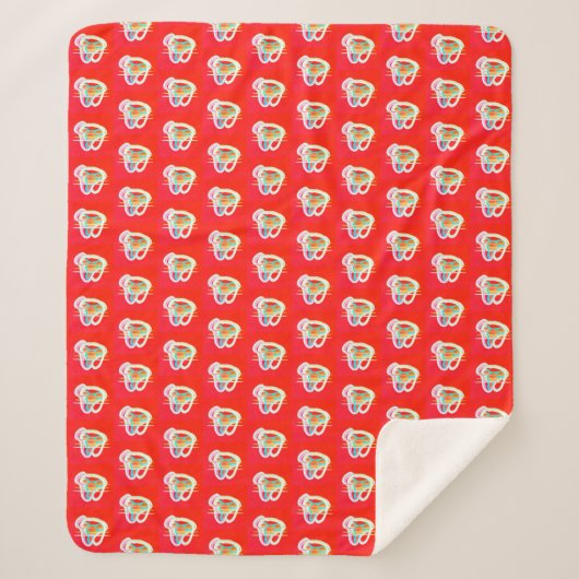 Rood met kleine design erop sherpa deken (Voorkant)