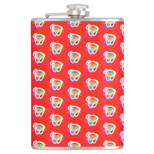 Rood met kleine design op drankenpitcher heupfles (Voorkant)