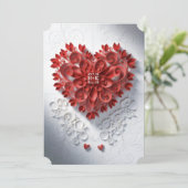 Rood met laser gesneden papieren hart met initiale kaart (Staand voorkant)