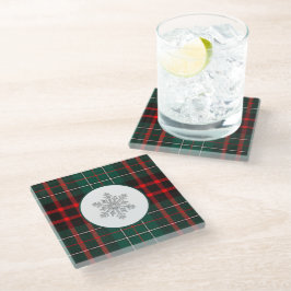 Rood met mousserende Diamond Snowflake Glazen Onderzetter