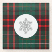 Rood met mousserende Diamond Snowflake Glazen Onderzetter (Voorkant)