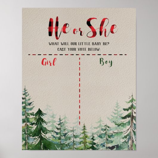 Rood met peilhout Lumberjack Voerraad Poster (Voorkant)