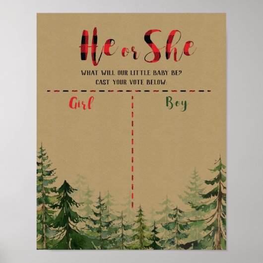 Rood met peilhout Lumberjack Voerraad Poster (Voorkant)