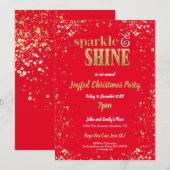 Rood met pekeltje en shine Gold-kerstfeest Kaart (Voorkant / Achterkant)