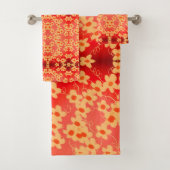 Rood met perzikbloem bad handdoek (Insitu)