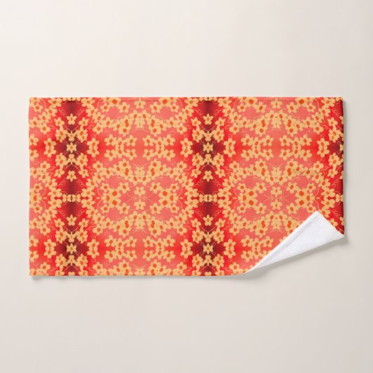 Rood met perzikbloem bad handdoek (Handdoek)