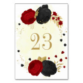 Rood met roze bloemen gouden bruiloft kaart (Voorkant)