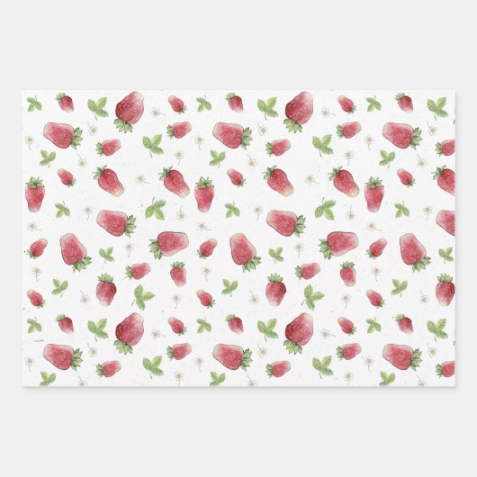 Rood met scheenbeen en aardbeien inpakpapier vel (Voorkant)