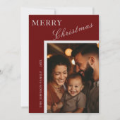 Rood met Silver Script Family-fotokaart Feestdagenkaart (Voorkant)