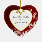 Rood met Sneeuwbaby's eerste kersthart Keramisch Ornament (Achterkant)