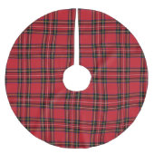 Rood met tartan geplakt boomrok, geborsteld polyes kerstboom rok (Voorkant)