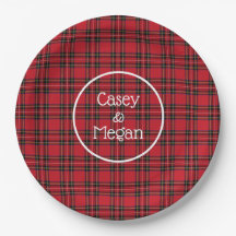 Rood met tartan geplakt Bord