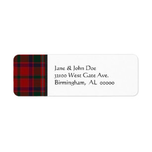 Rood met tartan Geplakte Adresetiketten Etiket