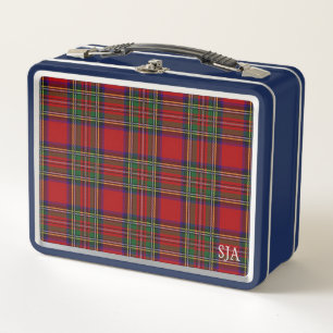 Rood met tartan speldenontwerp metalen doos
