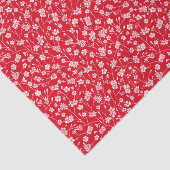 Rood met tiny White Flowers Tissue Paper Tissuepapier (Detail)