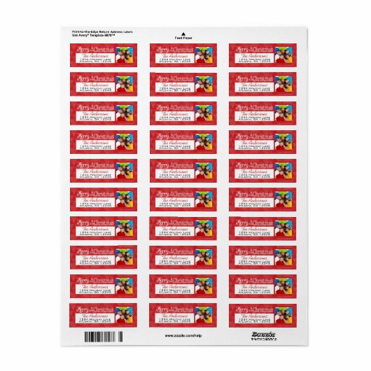 Rood met uw feestdag Foto Merry Little kerst Etiket (Full Sheet)