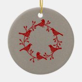 Rood met vogel op neutrofiele moderne Scandi Keramisch Ornament (Voorkant)